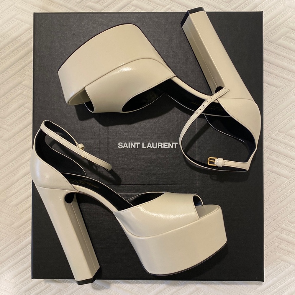 Saint Laurent Jodie Sandal Platform Heel White